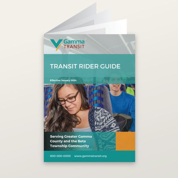 A transit rider guide booklet sample image for a template.