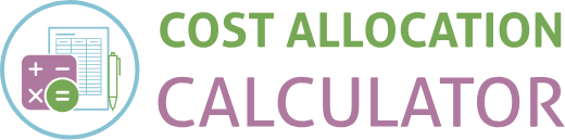 Cost Allocation Calculator graphic with a calculator, spreadsheet, and pen.
