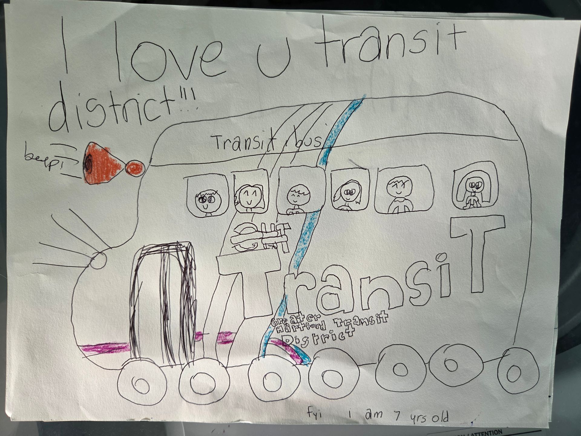 Bus with people in the window