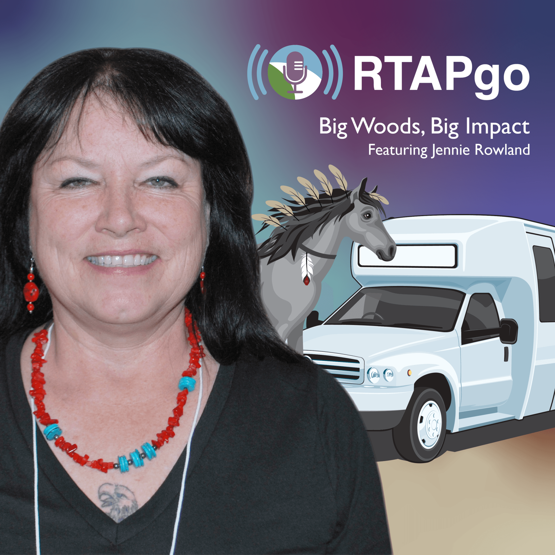 Jennie Rowland with a Bus and a Horse
