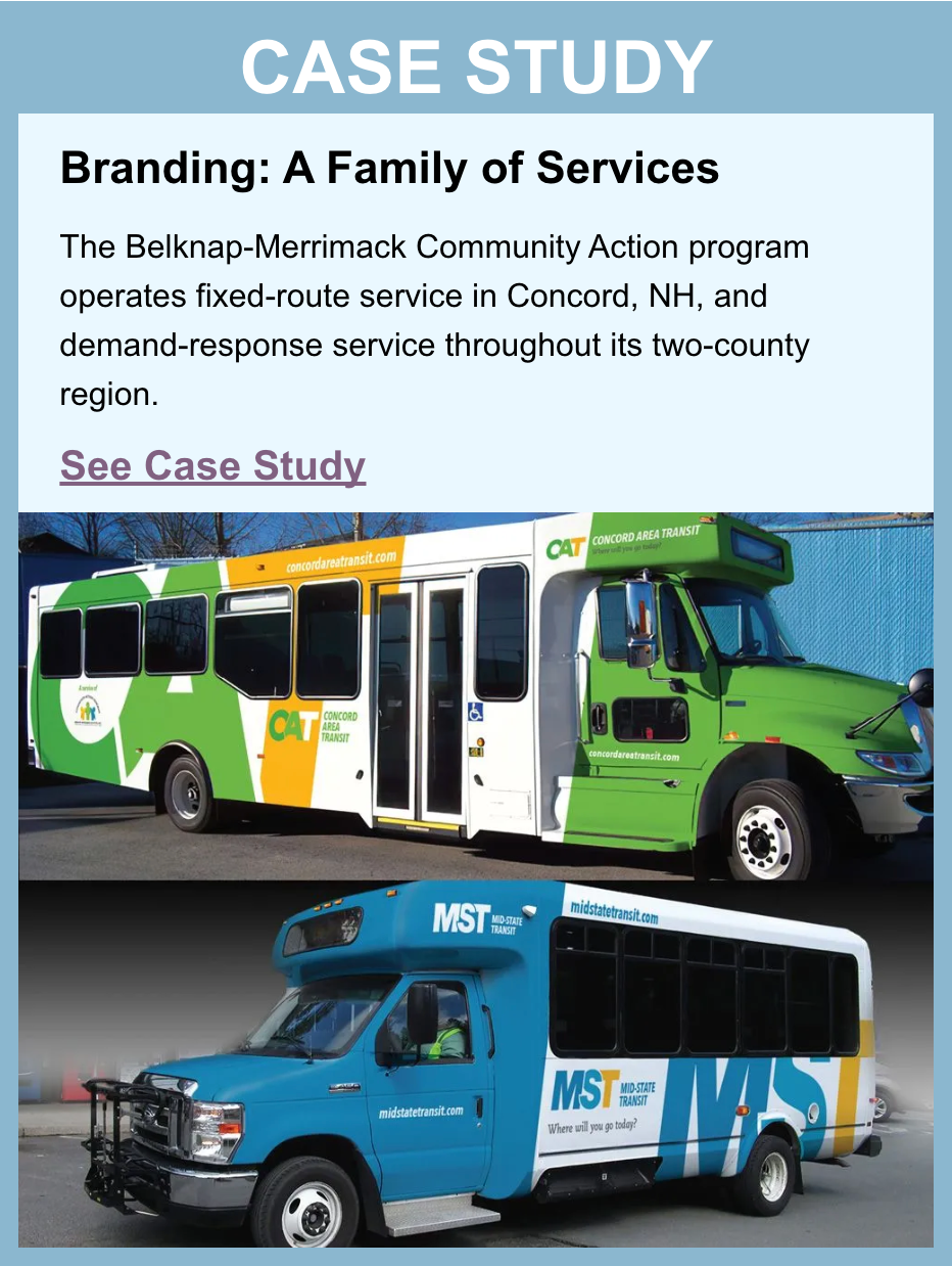 Case study: Three transit buses with different color schemes;