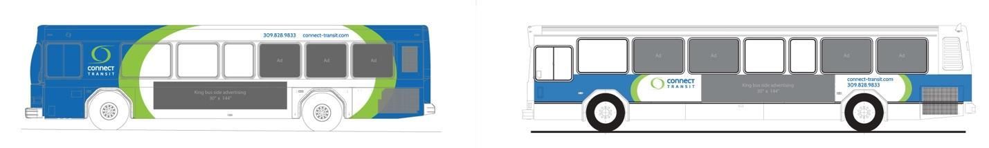 Two buses with blue, white, and green graphics, possibly for public transportation.