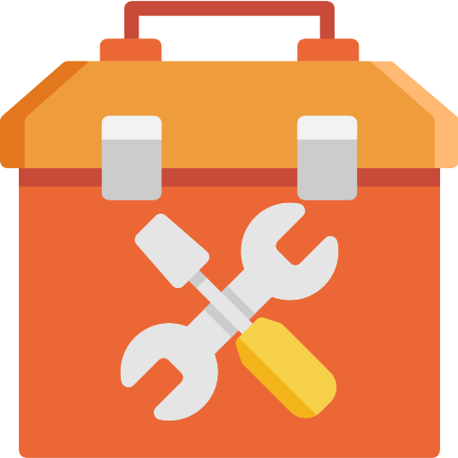 Orange toolbox icon with wrench and screwdriver overlay.