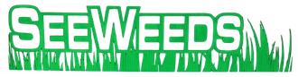 SeeWeeds logo with green grass graphic and text: Landscaping and Tree Services, Commercial & Residential