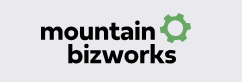 Mountain BizWorks logo in black text with a green gear icon