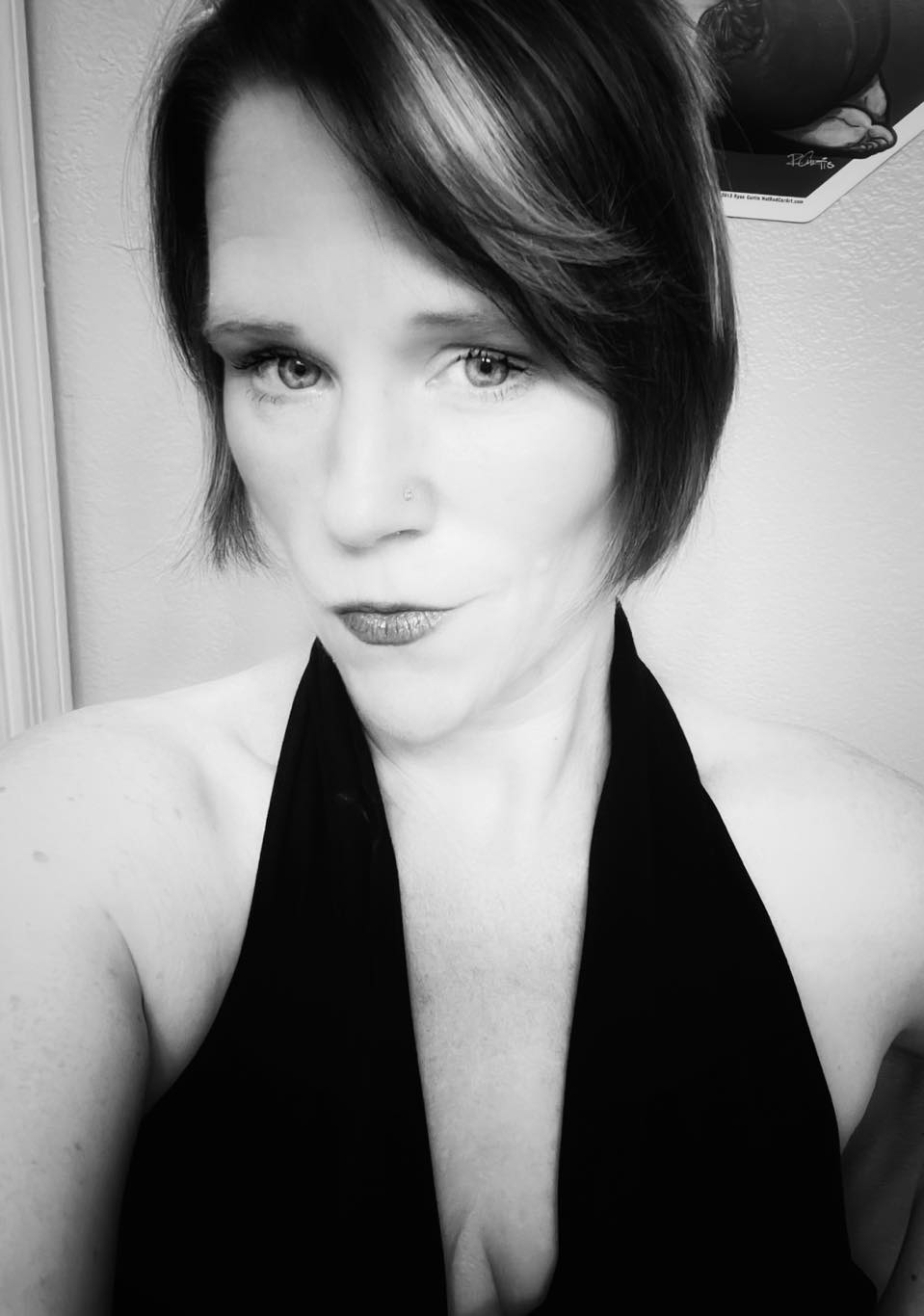 Stephanie Parry woman looking at the camera in black and white