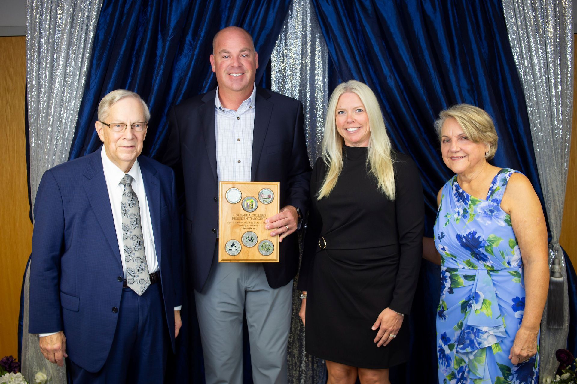 Crystal and Tim Elliott Accept The Distinguished Alumni Award From Columbia College.