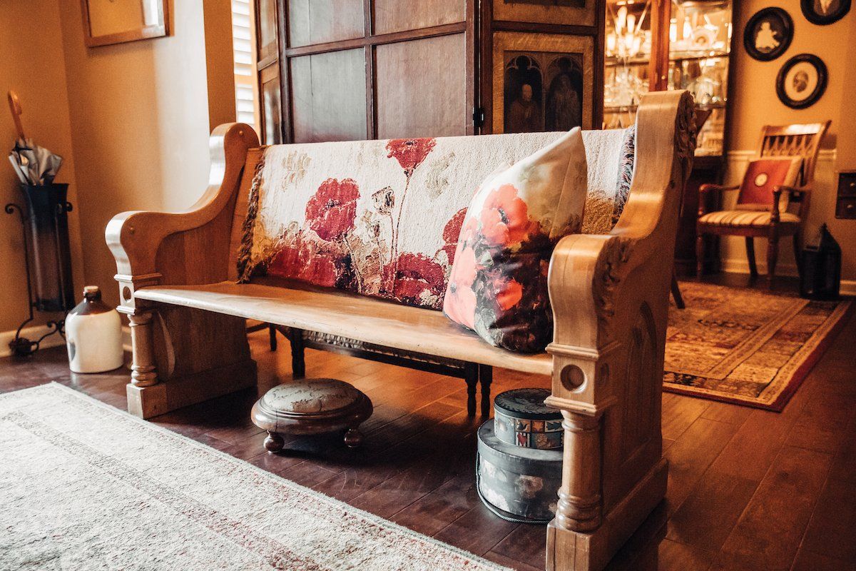 An antique bench sold by Atterberry Auction & Realty Co. in mid-Missouri.