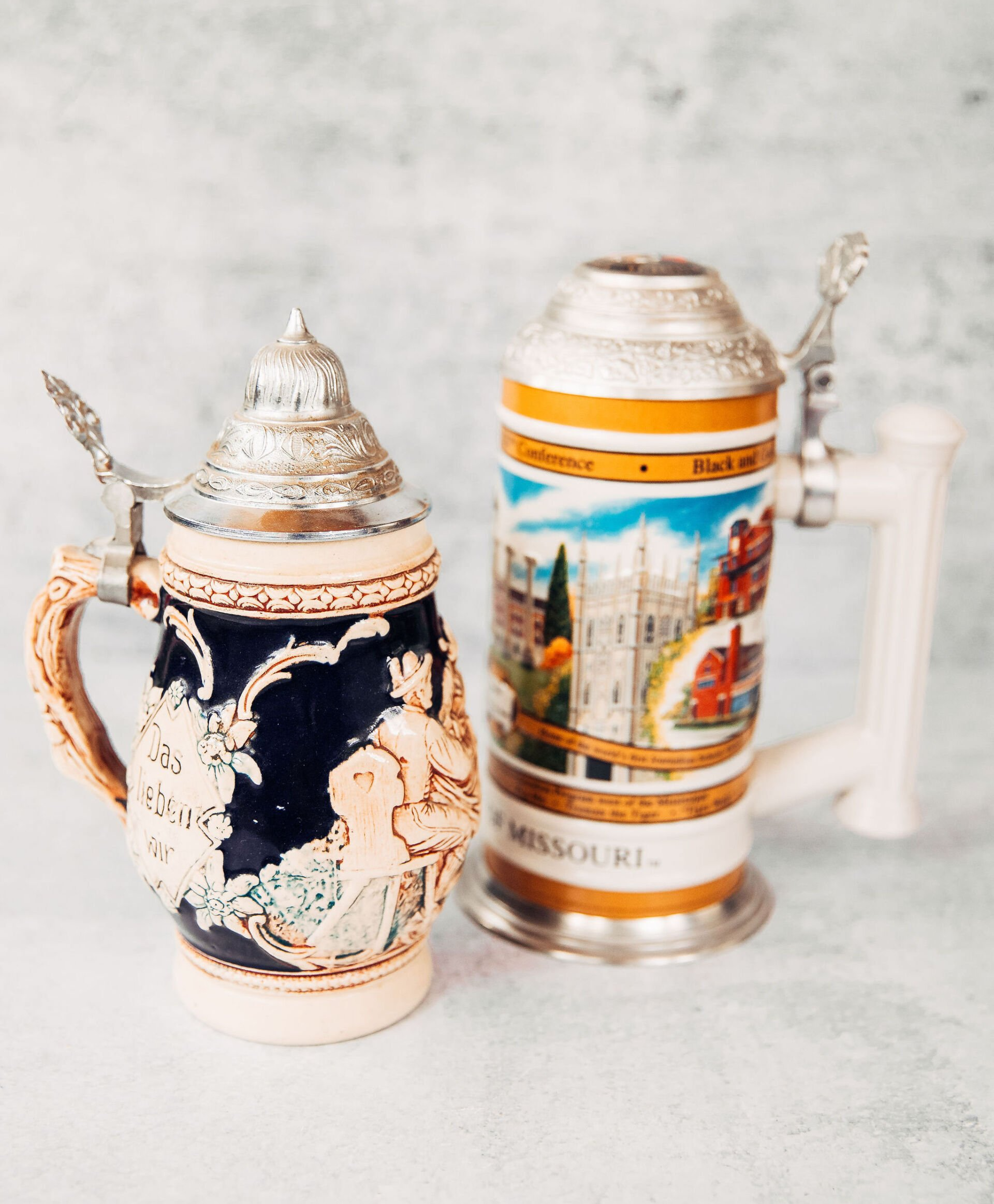 Beautiful Antique Beer Mugs Auctioned by Atterberry Auction & Realty Company in Mid-Missouri.