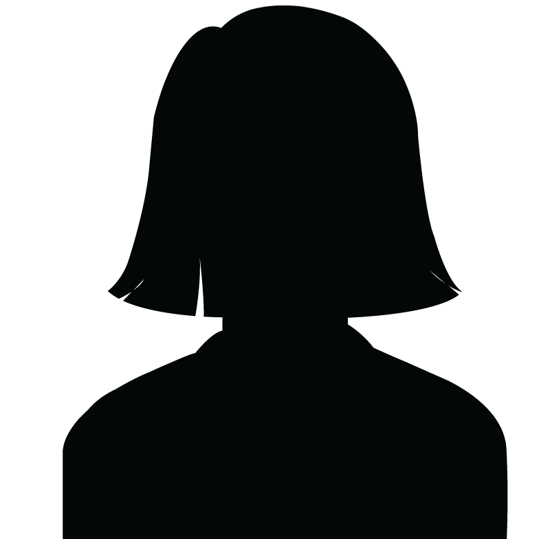 Silhouette of a person with short hair and a collared shirt.