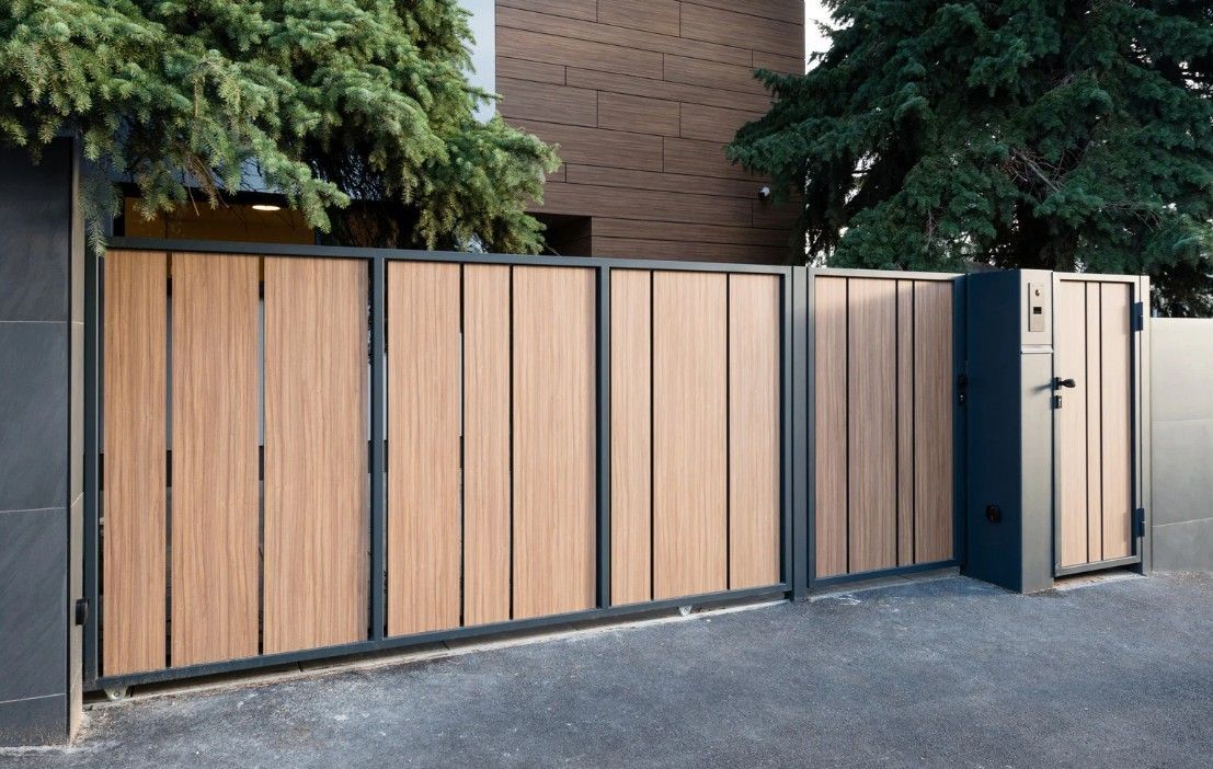 set of electric bi-fold driveway gates