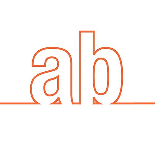 A line drawing of the word ab on a white background.