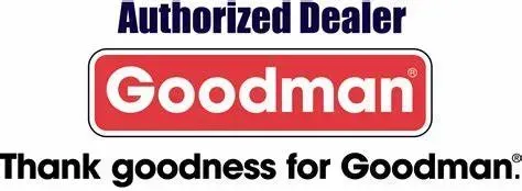 A goodman authorized dealer logo that says `` thank goodness for goodman ''.