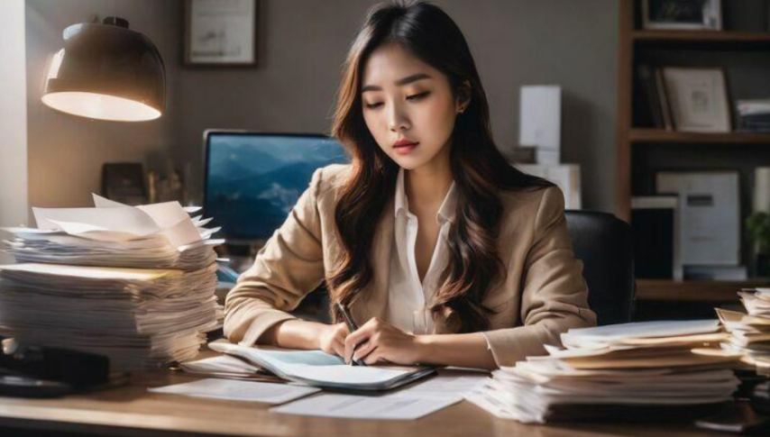 一位慢性疲勞症候群的上班族女性 
