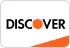 Discover card logo with black text and orange accent on a white background