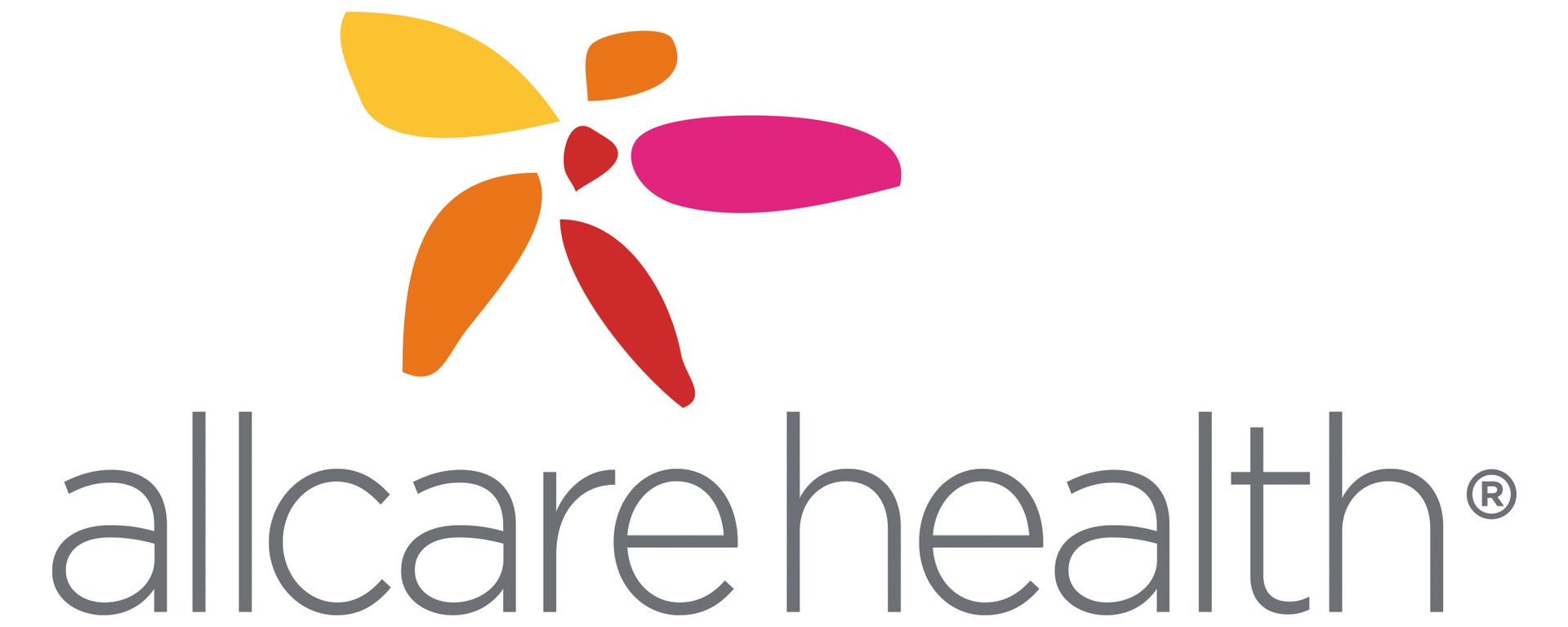 Allcare Health logo with colorful abstract flower icon and gray text