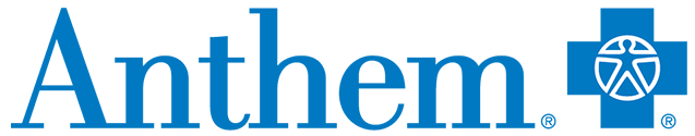 Anthem logo with blue text and a blue cross emblem