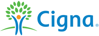 Cigna logo with blue text and green tree icon