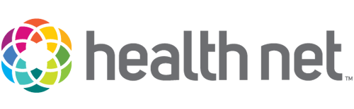 Health Net logo with multicolored circular icon and gray text