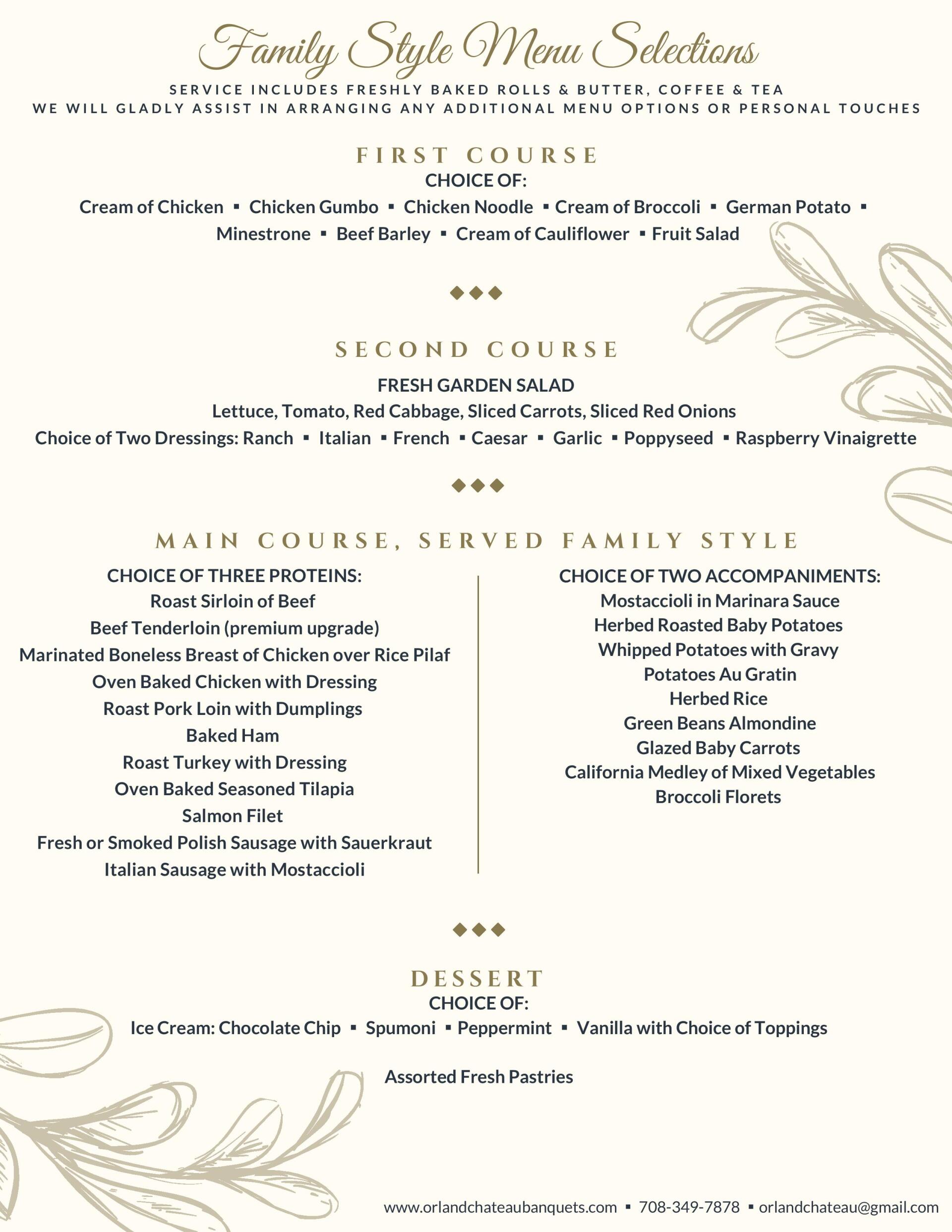 InHouse Catering Orland Park, IL Orland Chateau