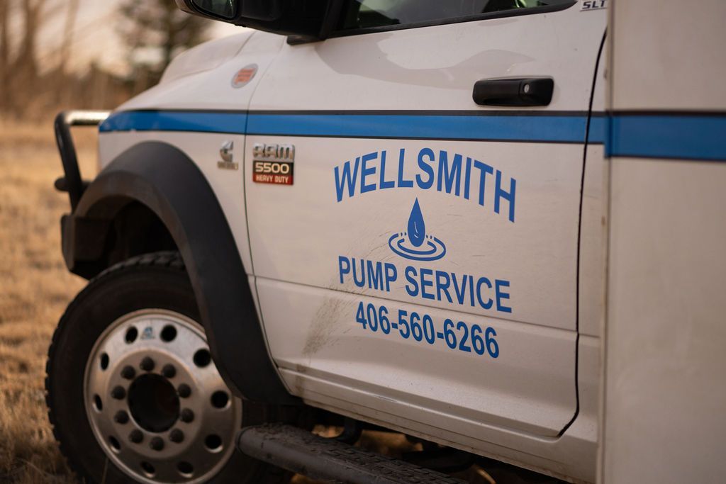 A white utility truck with 