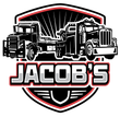 Jacob's Towing logo: Two tow trucks inside a shield, with "JACOB'S" text.