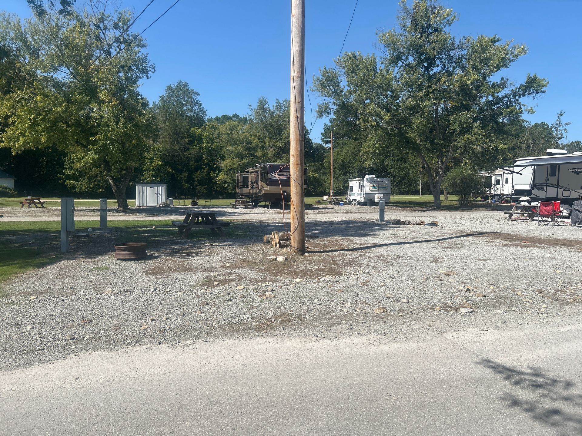 spacious RV site with firepit picnic table full hookups