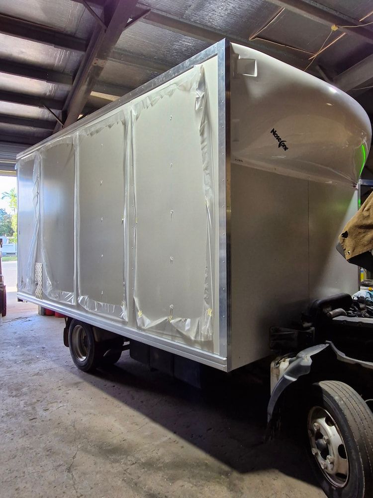 White Box Truck, Partially Built, in a Workshop Setting — Cairns Metal Works in Portsmith, QLD