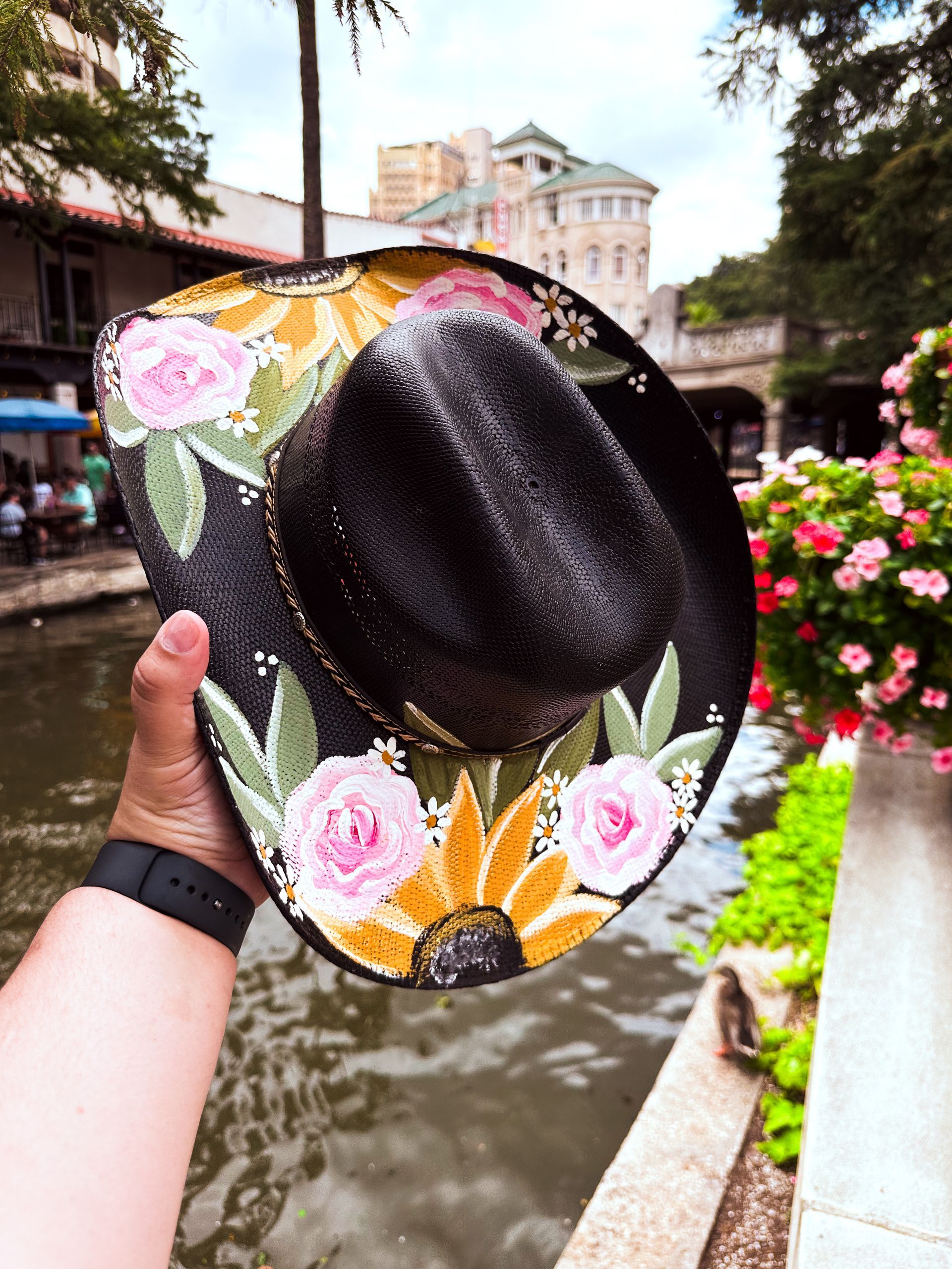 Black Floral Cowgirl Hat