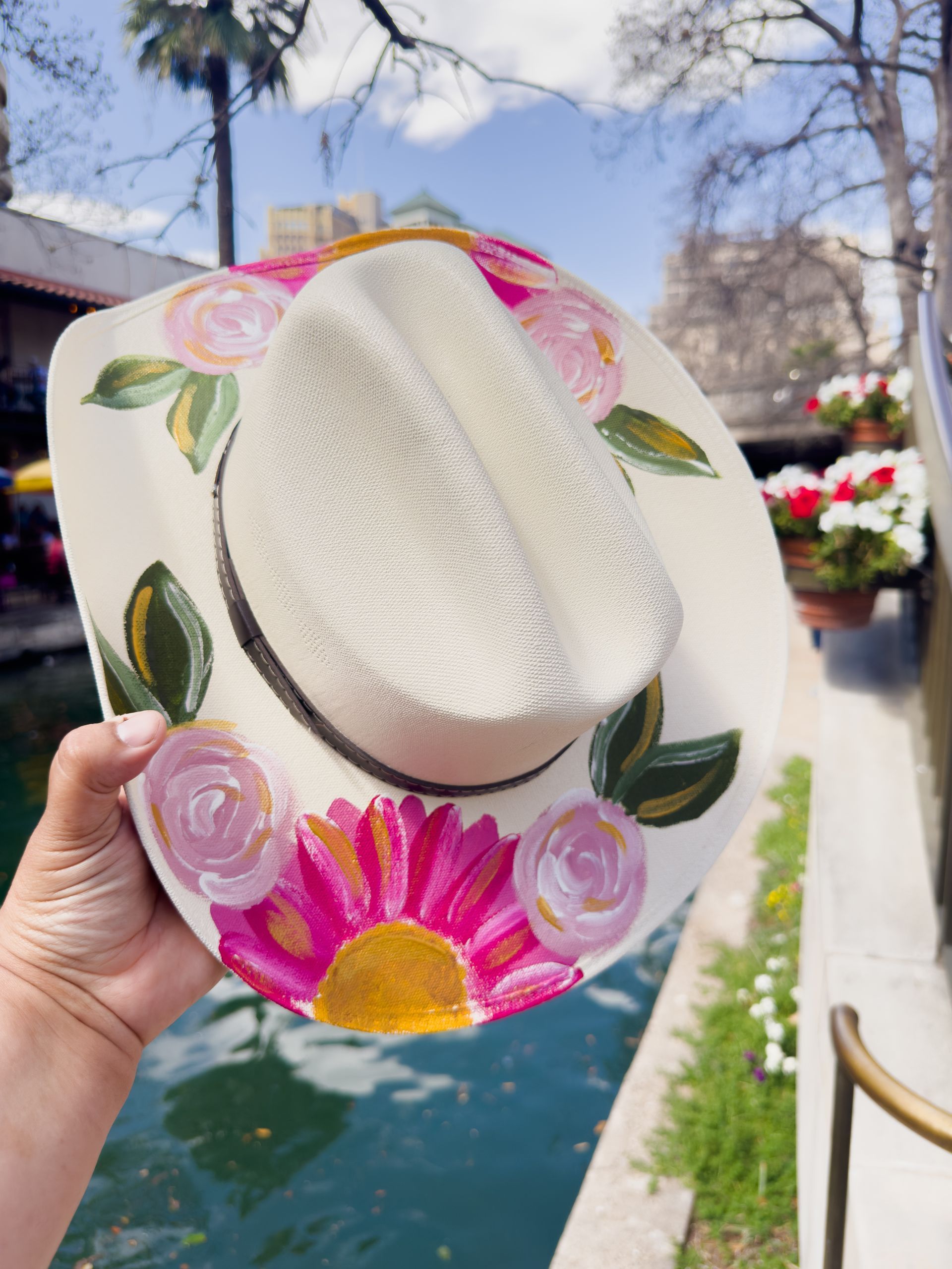 Ivory Floral  Cowgirl Hat