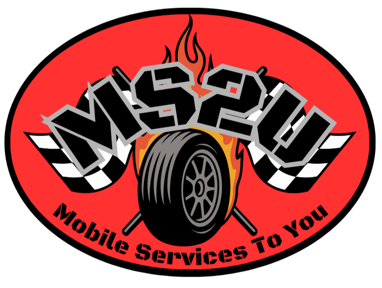 WS2U Mobile Services To You logo with a tire and red flame on a red oval background