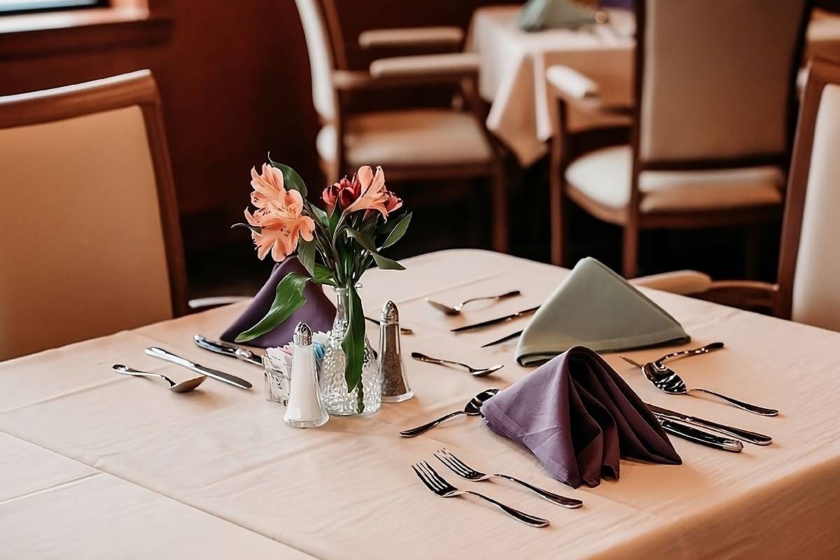 A dining table setting from the Garden Haus Bistro at Silverfern