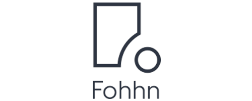 Het Fohnn-logo met een donker geometrisch teken boven het woord 