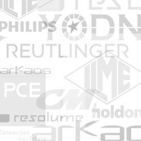 Grijze achtergrond met vaag overlappende merklogo's en -namen, waaronder Philips, Reutlinger en PCE.