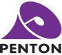 Paars Penton-logo met een gestileerde witte 