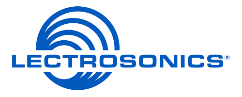Het blauwe logo van Lectrosonics met gestileerde concentrische bogen boven het woordmerk.