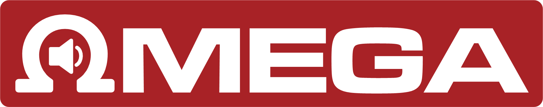 Wit Omega-logo op een rode achtergrond