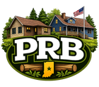 PRB logo with rustic houses, pine trees, an American flag, and Indiana state outline with star