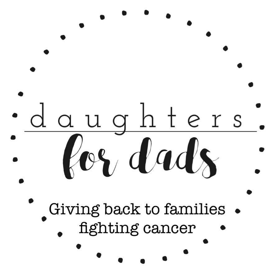 a logo for daughters for dads giving back to families fighting cancer .