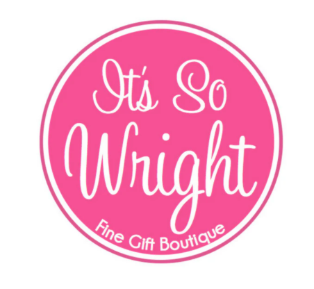 The logo for it 's so wright fine gift boutique