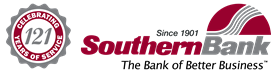 a logo for southern bank the bank of better business