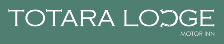 Totara Lodge Motor Inn logo, white text on a teal-green background.