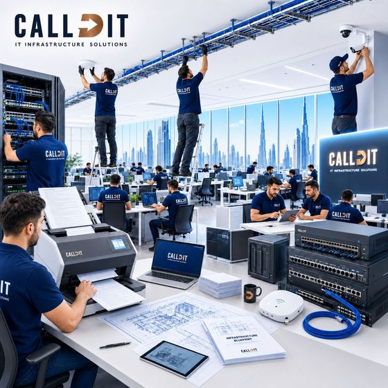 CALLIT IT INFRASTRUCTURE network infrastructure company in Dubai delivering Wi-Fi access point installation, structured cabling, network cabinet setup, CCTV camera installation, server storage solutions, document archiving, and on-site IT network support for business performance