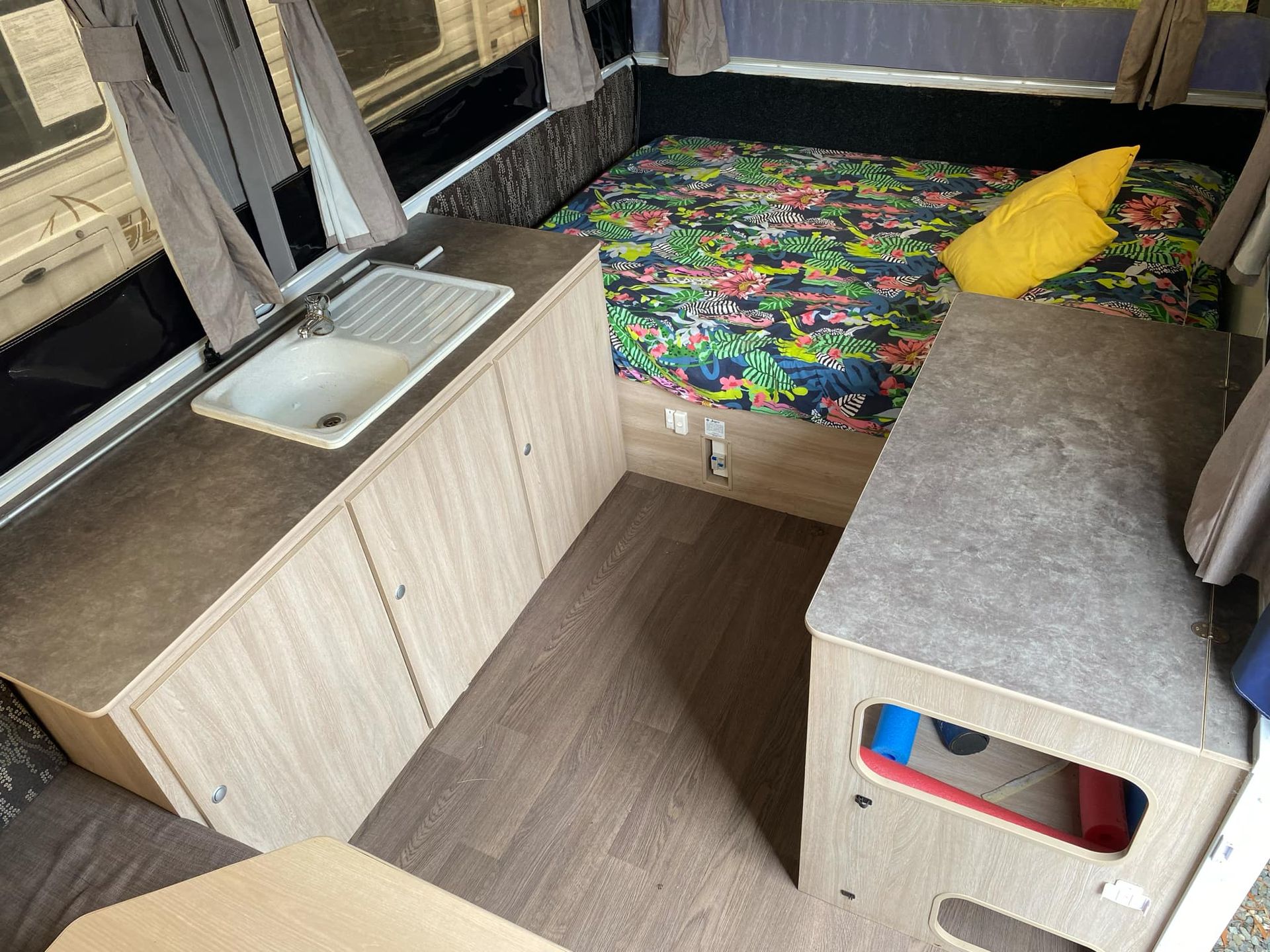 Interior of a Pop-up Camper With a Sink — Great Lakes Caravans & RV P/L In Hunter Valley, NSW