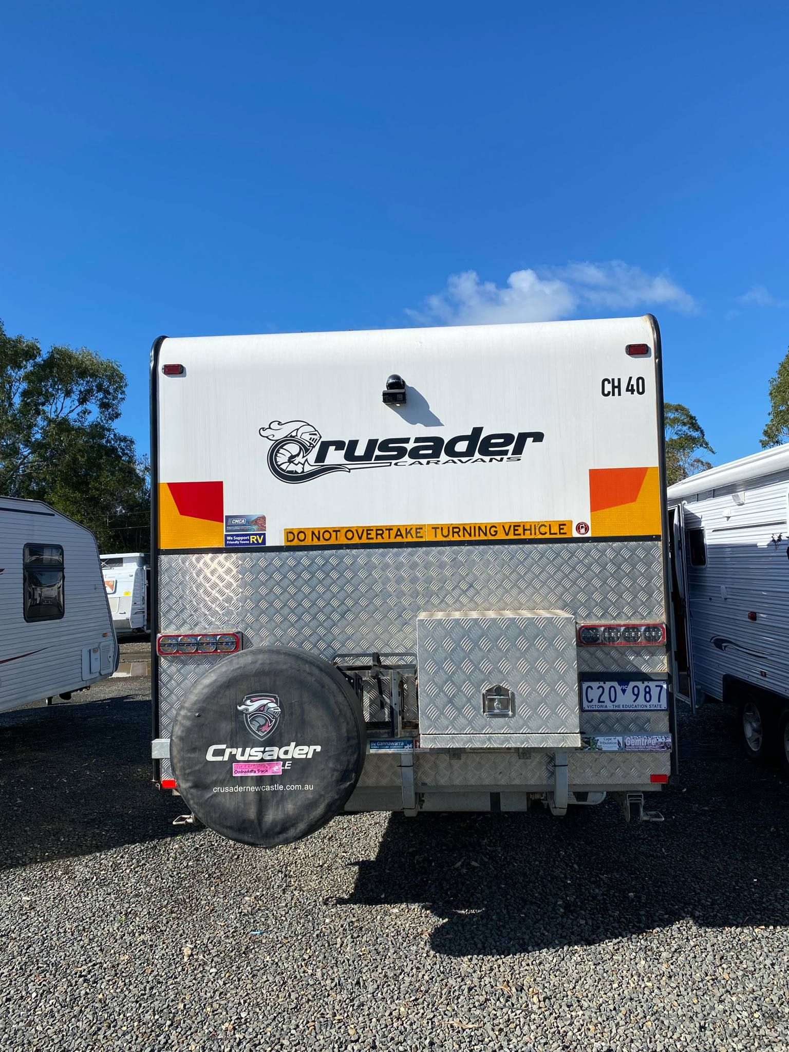 Rear View of a White and Silver Crusader Caravan — Great Lakes Caravans & RV P/L In Nabiac, NSW
