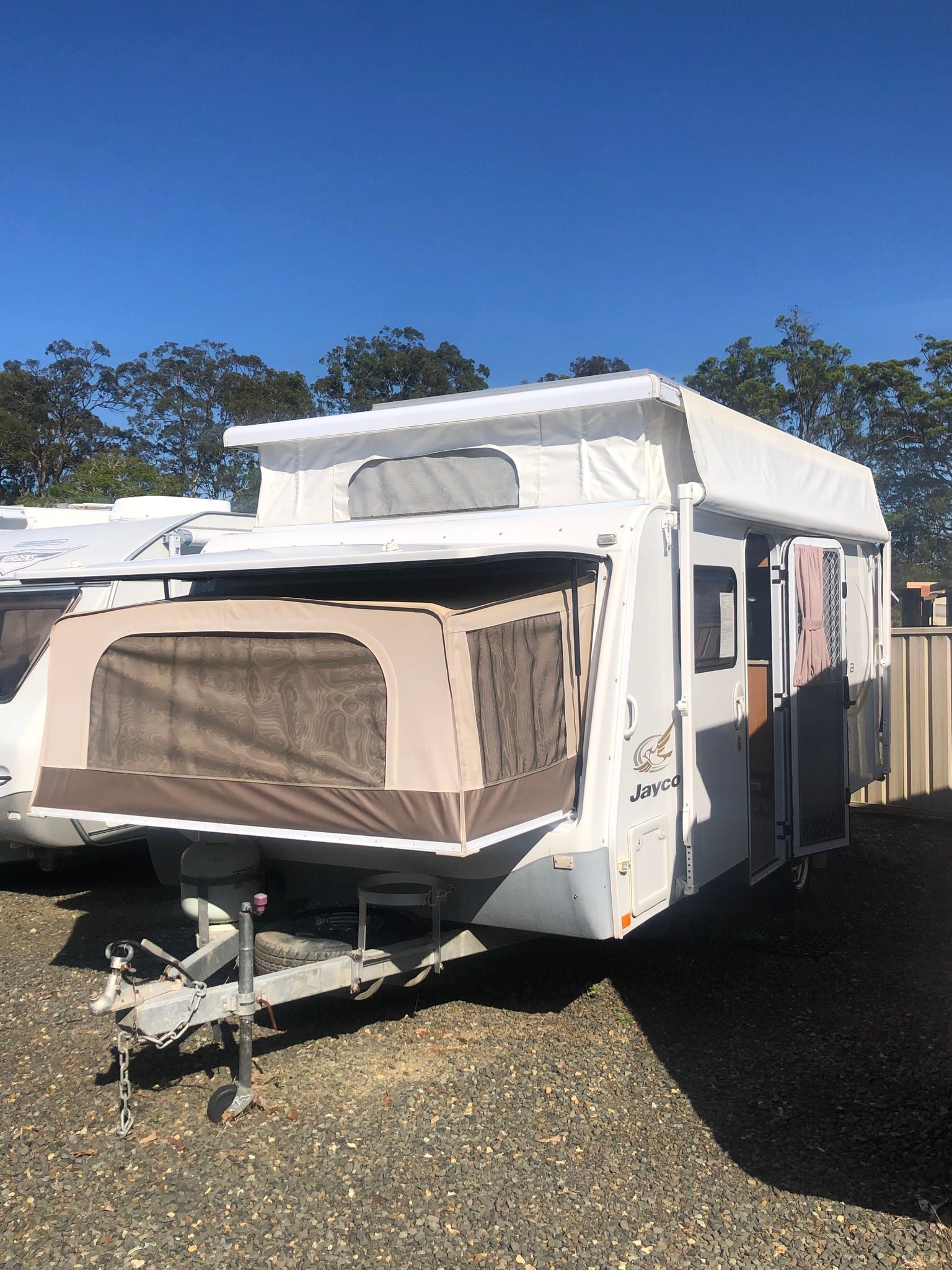 White and Beige Pop-top Caravan — Great Lakes Caravans & RV P/L In Mid North Coast, NSW