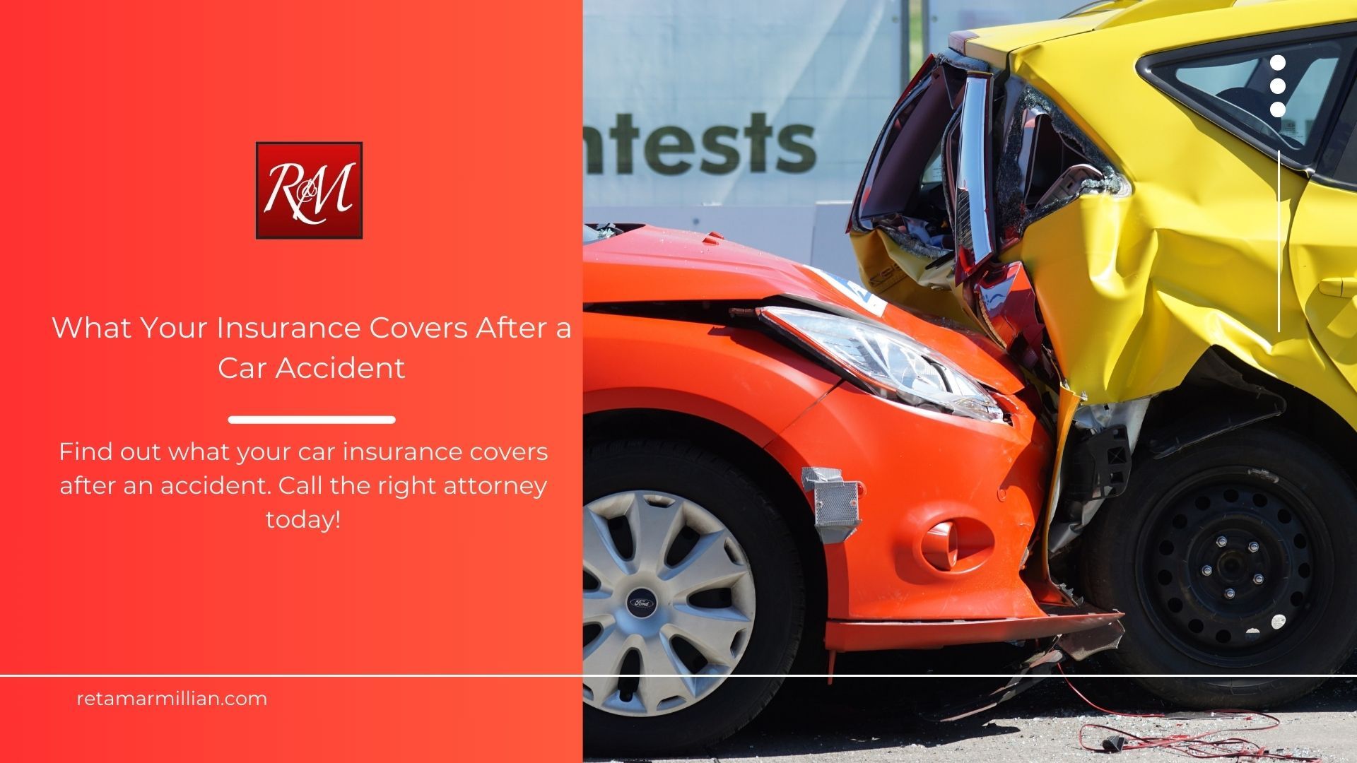 A red car and a yellow car are involved in a car accident.
