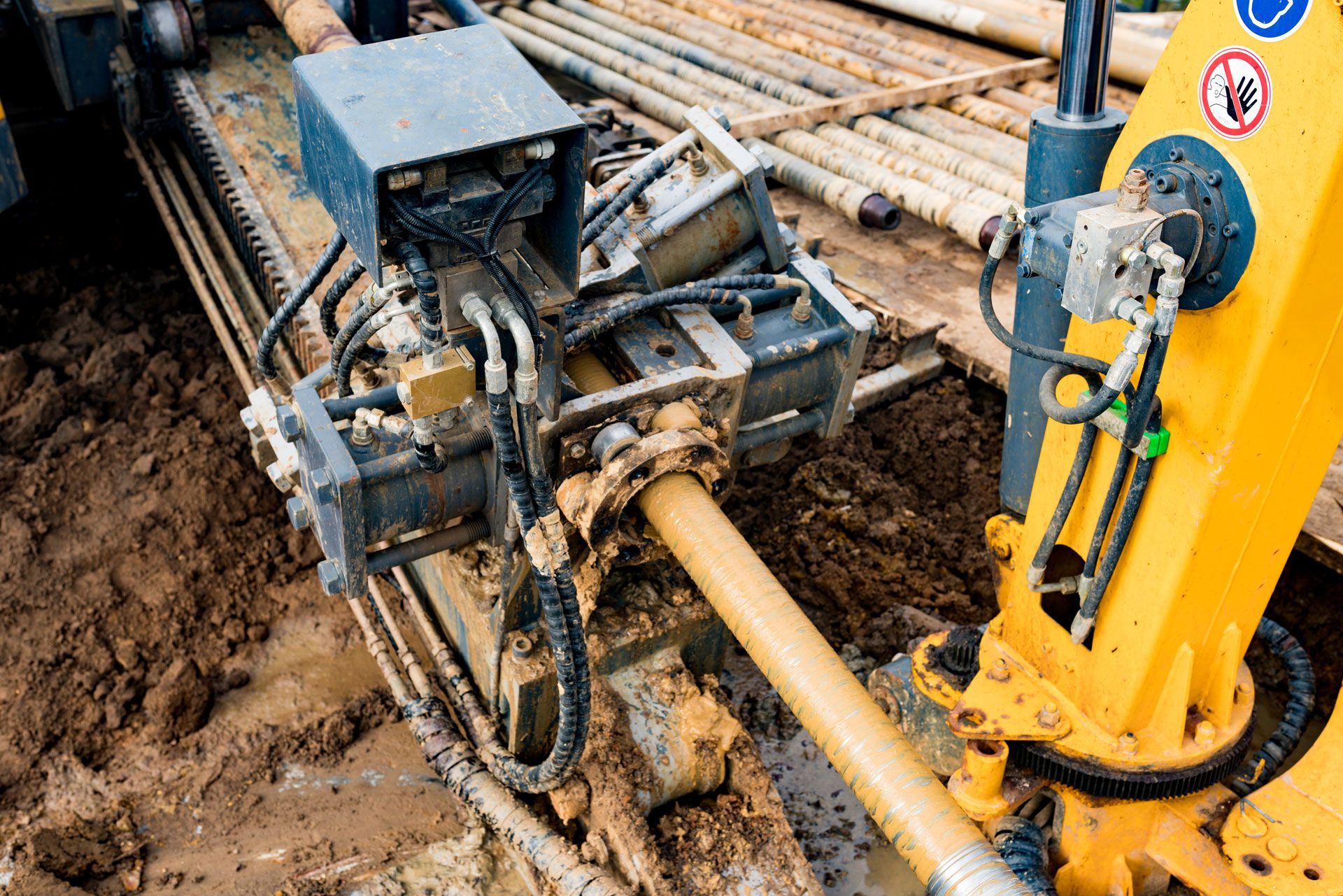 An auger drilling into the ground