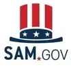 SAM.gov logo: Uncle Sam hat in red, white, and blue, with 