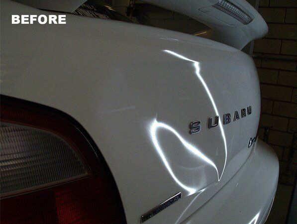 Subaru White Car Before — Penrith NSW — Dent Ezy Fix P/L
